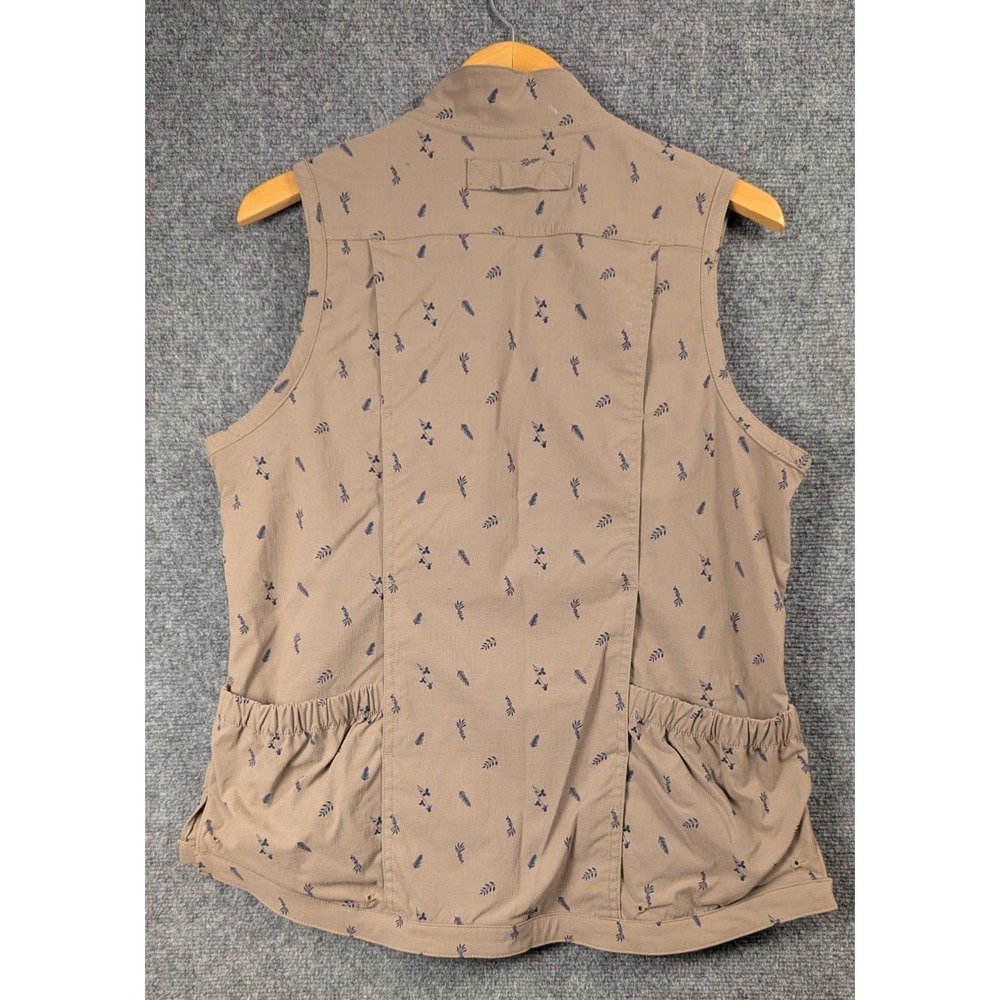 Duluth Trading Co Women's Fly Fishing Utility Vest Khaki Leaf Print Full Zip M - Picture 2 of 11